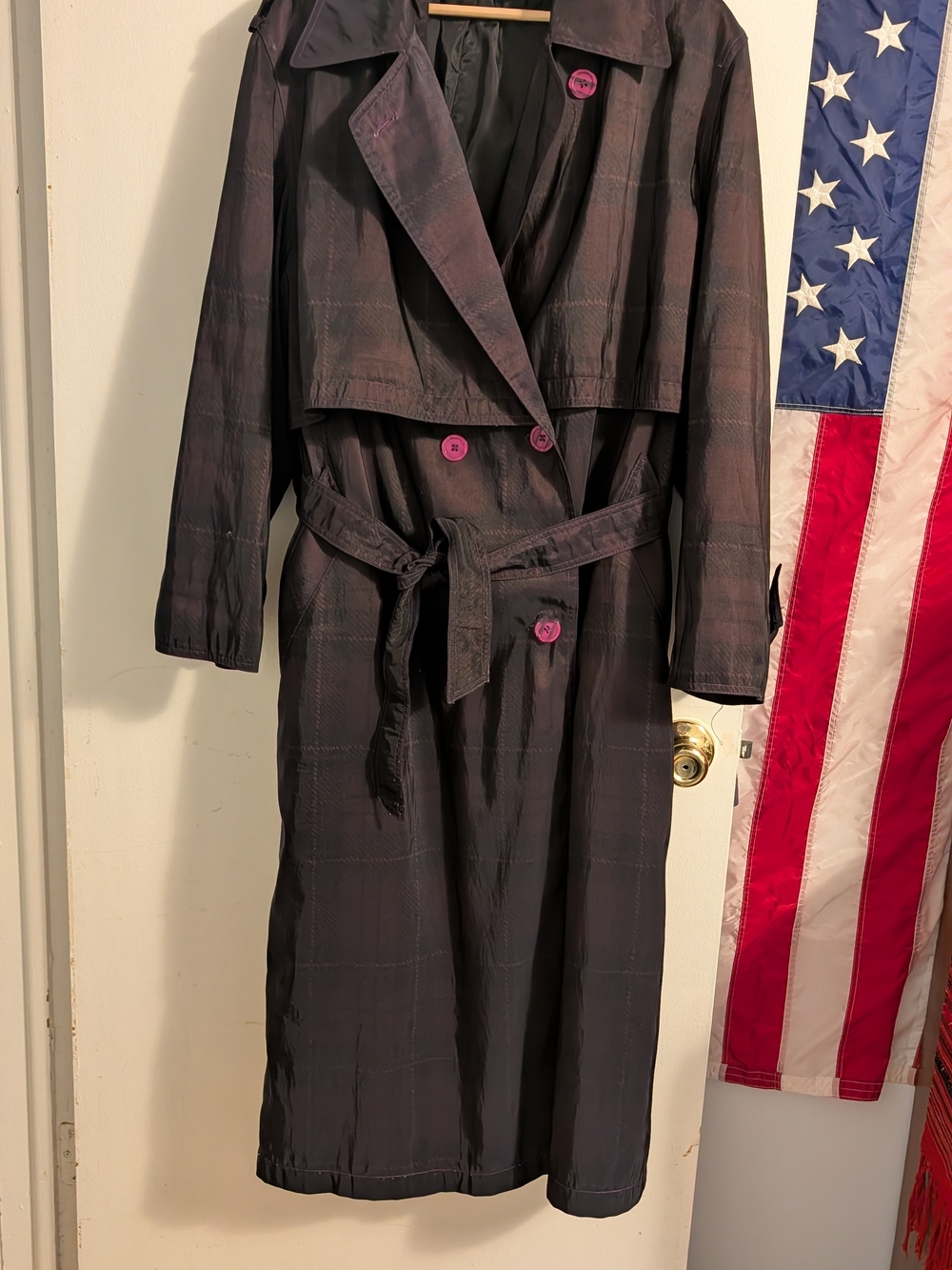 Classic Long Charcoal Trench Coat with Belt